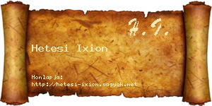 Hetesi Ixion névjegykártya